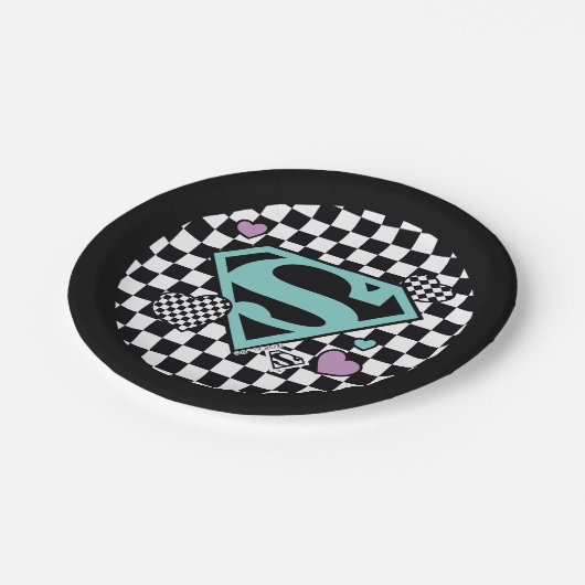 スケーターガールスーパーガールハートSシールド ペーパープレート (アングル)