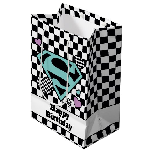 スケーターガールスーパーガールハートSシールド ミディアムペーパーバッグ (正面アングル)