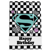 スケーターガールスーパーガールハートSシールド ミディアムペーパーバッグ (正面)