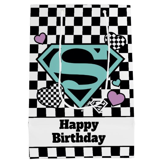 スケーターガールスーパーガールハートSシールド ミディアムペーパーバッグ (裏面)