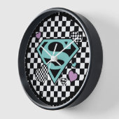 スケーターガールスーパーガールハートSシールド 壁時計 (傾斜)