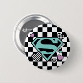 スケーターガールスーパーガールハートSシールド 缶バッジ (正面&裏面)