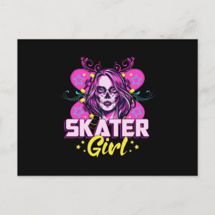 スケーターガールSk8スケートボードガールズスケートで滑るギフトアイディア ポストカード