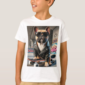 スケータークールブルドッグキッズTシャツ – おもしろい&スタイリッシュ Tシャツ