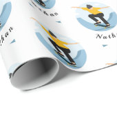 スケータースケートボードシルエット&キッズボーイネーム ラッピングペーパー (ロールコーナー)