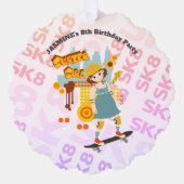 スケーターパークおもしろいガールバースデーパーティー オーナメントカード (正面)