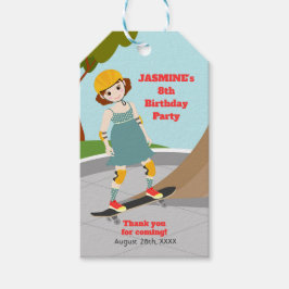 スケーターパークおもしろいガールバースデーパーティー ギフトタグ