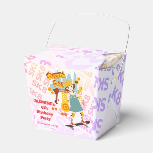 スケーターパークおもしろいガールバースデーパーティー フェイバーボックス (正面サイド)