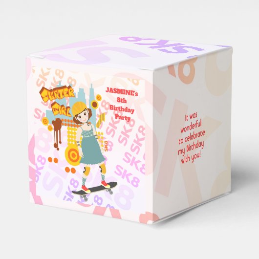 スケーターパークおもしろいガールバースデーパーティー フェイバーボックス (正面サイド)