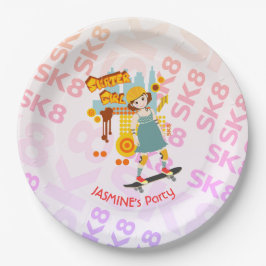 スケーターパークおもしろいガールバースデーパーティー ペーパープレート