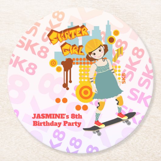 スケーターパークおもしろいガールバースデーパーティー ラウンドペーパーコースター (正面)