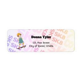 スケーターパークおもしろいガールバースデーパーティー ラベル
