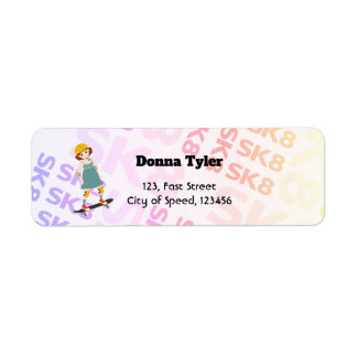 スケーターパークおもしろいガールバースデーパーティー ラベル