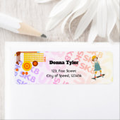 スケーターパークおもしろいガールバースデーパーティー ラベル (インサイチュ)