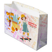 スケーターパークおもしろいガールバースデーパーティー ラージペーパーバッグ (裏面アングル)