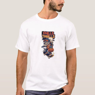 スケーター人狼ハロウィーンTシャツ – レトロ「寒さ Tシャツ