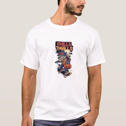 スケーター人狼ハロウィーンTシャツ – レトロ「寒さ Tシャツ (正面)