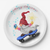 スケーター格言（贈り物とスパークラー付き） – クリスマス ペーパープレート (正面)
