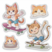 スケーター猫 シール (正面)
