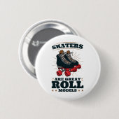 スケーター素晴らしは転がモラスケートで滑る 缶バッジ (正面&裏面)
