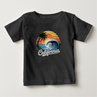スケーター スカルトロピカル サンセット レトロ パンク アイランド ウェーブ ベビーTシャツ