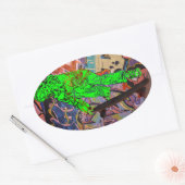 スケーター/スケートボーダーがジャンプするステッカー 楕円形シール (封筒)