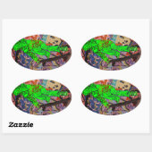 スケーター/スケートボーダーがジャンプするステッカー 楕円形シール (シート)