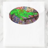 スケーター/スケートボーダーがジャンプするステッカー 楕円形シール (バッグ)