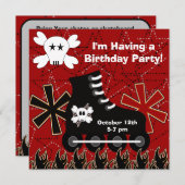 スケーター・デュード誕生日パーティーの招待状 招待状 (正面/裏面)