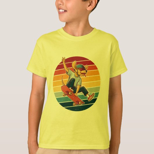 スケーター・ドッグ・レトロ・サンセット Tシャツ (正面)