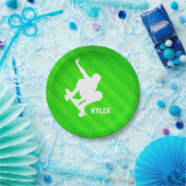 スケーター；ネオン緑ストライプ色 ペーパープレート (パーティー)