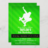 スケーター;ネオン緑ストライプ色 招待状 (正面/裏面)