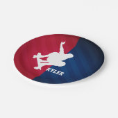 スケーター、赤、白、青 ペーパープレート (アングル)