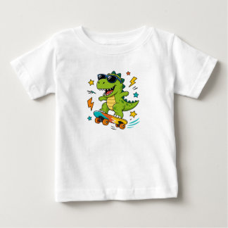 スケーターTレックスダイナソーTシャツ - かっこいい子供服 ベビーTシャツ