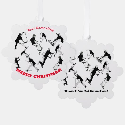 スケートしよう! – スタントスクーターおもしろい オーナメントカード (正面/裏面)