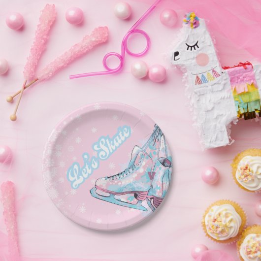 「スケートしよう」姿アイススケートで滑る誕生日パーティー ペーパープレート (パーティー)