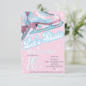 「スケートしよう」姿アイススケートで滑る誕生日パーティー 招待状 (スタンド正面)