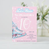 「スケートしよう」姿アイススケートで滑る誕生日パーティー 招待状 (スタンド正面)