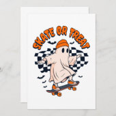 スケートするかトリートするか ゴースト ハロウィン 招待状 (正面/裏面)