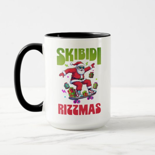 スケートするSkibidi Rizzmasサンタ マグカップ (左)