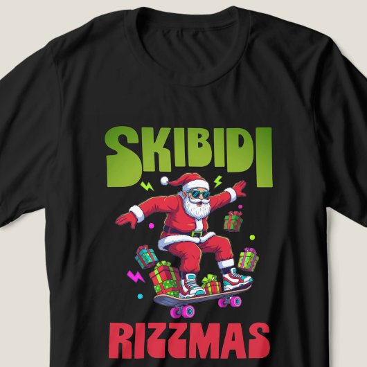 スケートするSkibidi Rizzmas サンタ トライブレンドTシャツ
