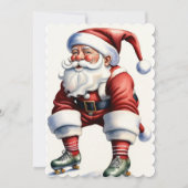 スケートで楽しむサンタクロースのホリデーカード シーズンカード (正面)