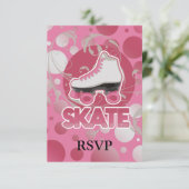 スケートで滑っているピンクの泡渦巻のローラースケート 出欠カード (スタンド正面)