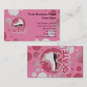 スケートで滑っているピンクの泡渦巻のローラースケート 名刺 (正面/裏面)
