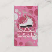 スケートで滑っているピンクの泡渦巻のローラースケート 名刺 (裏面)