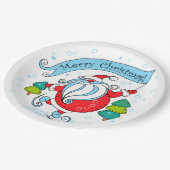 スケートで滑るお洒落サンタクロース |メリークリスマス ペーパープレート (アングル)