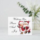 スケートで滑るさんミセス・クロース・ハガキ ポストカード (スタンド正面)