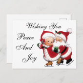 スケートで滑るさんミセス・クロース・ハガキ ポストカード (正面/裏面)