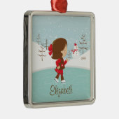 スケートで滑るのスケート選手の女の子によって日付を記入されるクリスマスのオーナメント メタルオーナメント (右)