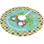 スケートで滑るのペンギンおよびクリスマスツリーの木のスカート2 ブラッシュドポリエステルツリースカート (アングル)